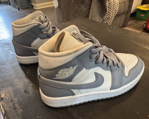 Nike Air Jordan 1 Mid Stealth Sail Grey White BQ6472-115 Women's Size 8 - 第 4/8 張圖片
