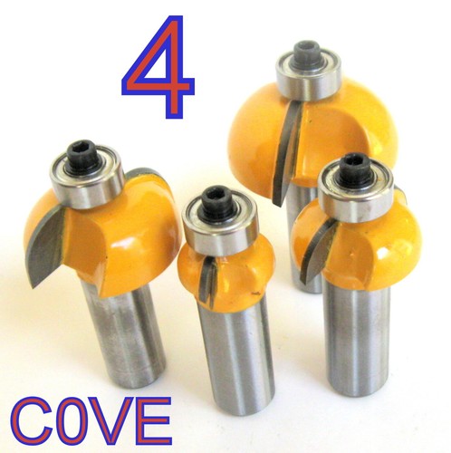 4 Stck. 1/2"" Schaftradius 1/2"", 3/8"", 1/4"", 1/8"" Cove Konvex Router Bits Set S - Bild 11 von 12