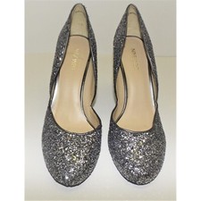 Nine West 9M silver sparkle 4" stilletos