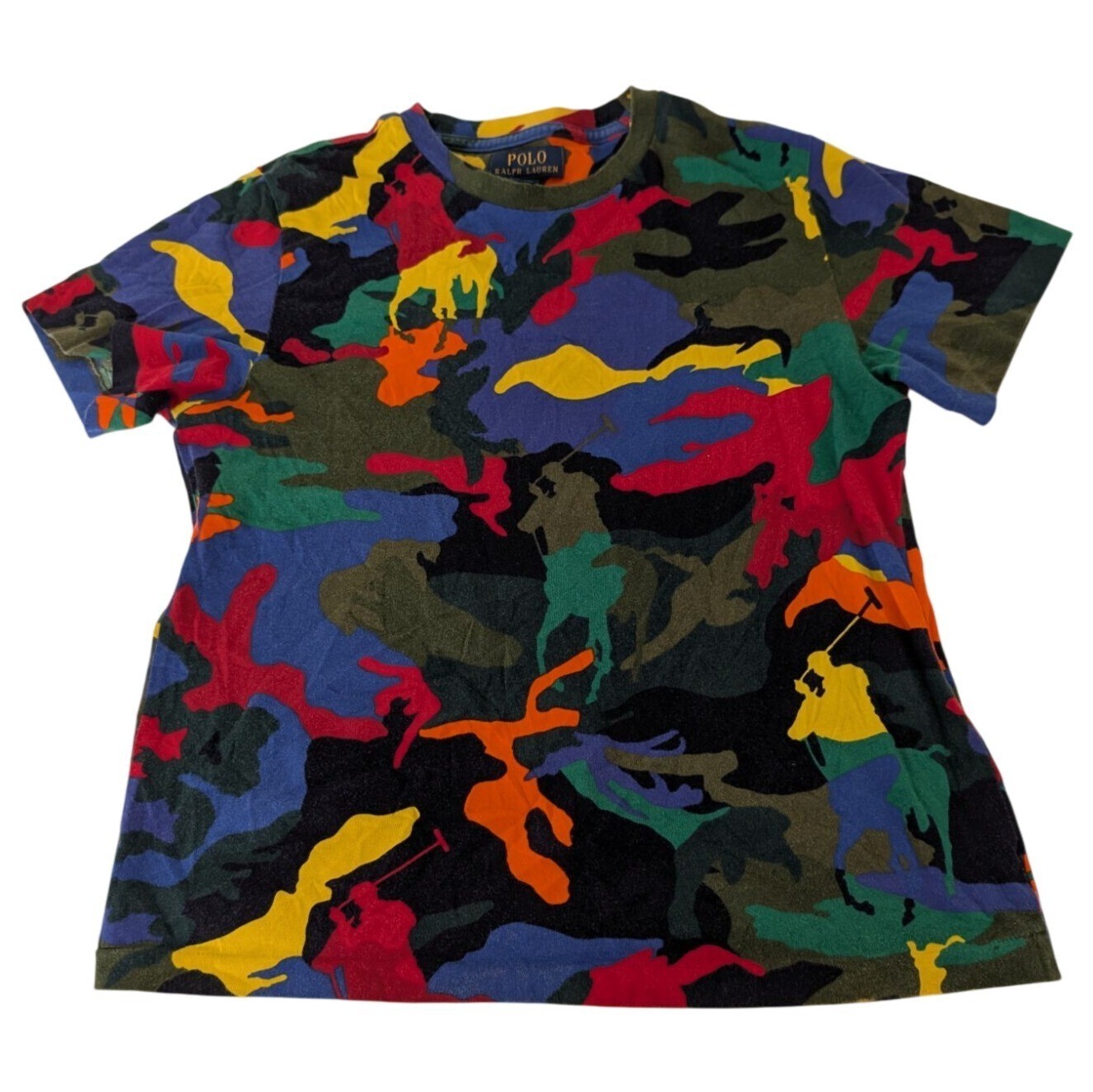 Polo Ralph Lauren Pony maglietta mimetica ragazzo taglia media colorata manica corta girocollo