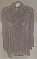 NWOT J LAXMI Glass Beaded Jacket/Blouse Sheer Black Exquisite Stunning 2XL