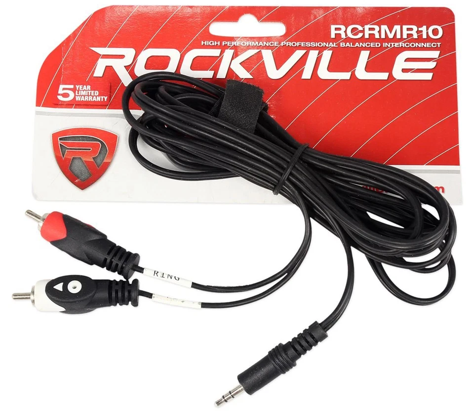 Rockville RNRMR10 10' 3.5mm 1/8" TRS to Dual RCA Cable 100% Copper - Image 3 of 4