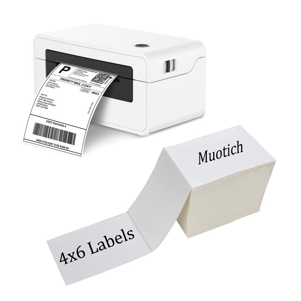 Muotich 500 4x6 Fanfold Direct Thermal Shipping Labels for Smooth Printing