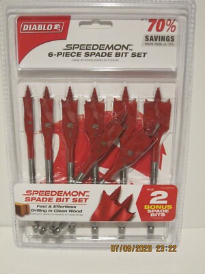 DIABLO DSP2920-S6+2 SPEEDEMON 6-PIECE SPADE BIT SET BONUS BITS NISP  F/SHIP! 8925153344|
