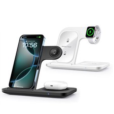 Caricabatteria wireless 3 in 1 dock station per Apple Watch 11 Air Pods iPhone 17 16