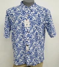 Cremieux Print Shop White Navy Floral S/S Men's Shirt NWT $79.50 Choose Size