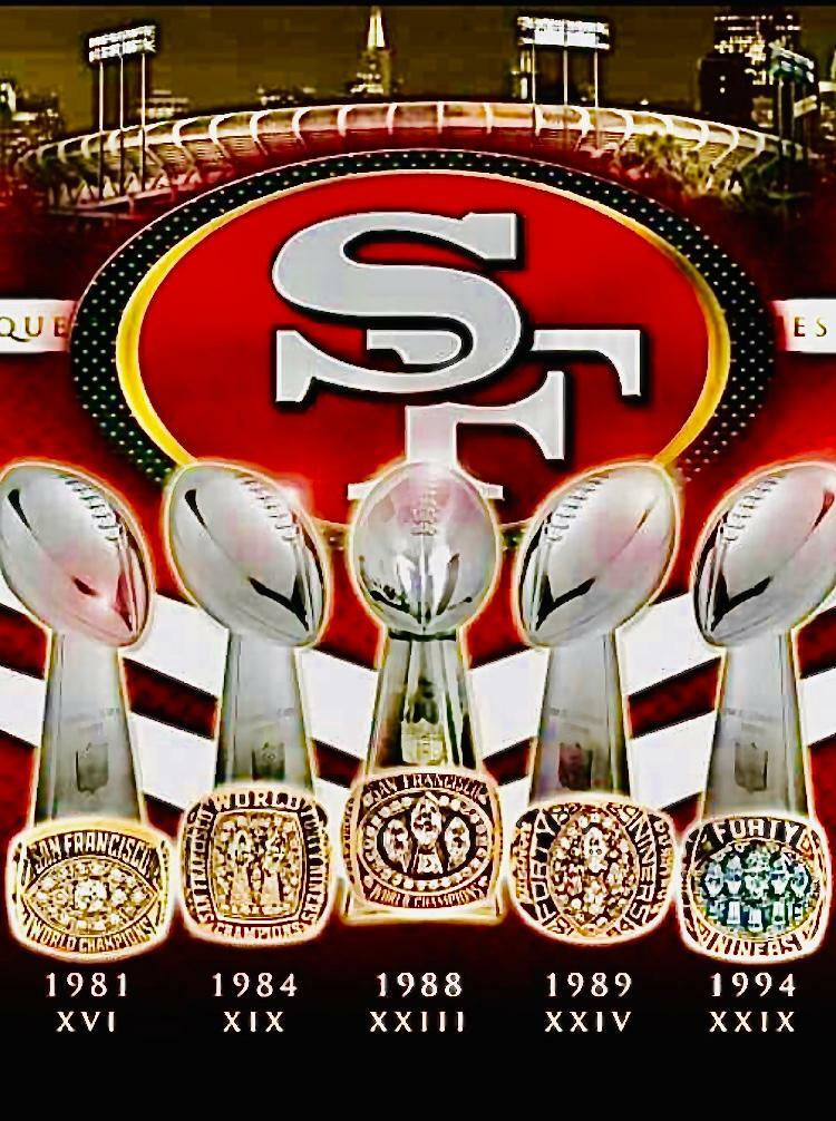 2) San Francisco 49ers 5X Super Bowl Champs Vinyl Stickers 4.75x4