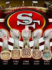 2 San Francisco 49ers 5X Super Bowl Champs Vinyl Stickers 4.75x4 Car Decals