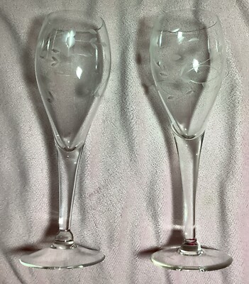 Tulip Champagne Flute Wine Glasses Princess House Heritage - Set Of 2 - 7.75''