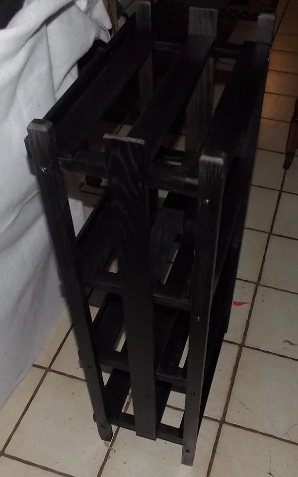 Solid Oak Mission Bookshelf / Bookcase Black Distressed Finish (SH39) - Image 3 of 4