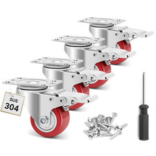 2" Stainless Steel Caster Wheels with Brake - Set of 4 for Heavy Duty Use