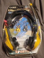 Coby Sports CX-22 Ultra Slimline Retro AM/FM Headphone Radio Yellow New Sealed
