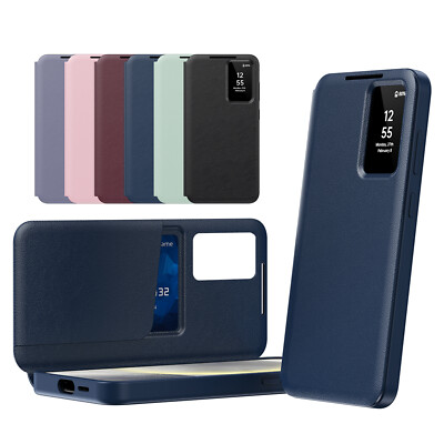 for Samsung S25 S24 Ultra S23 S22 Plus S-View Smart Wallet Case Card Holder Slot