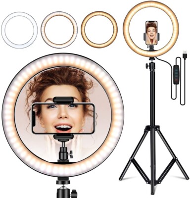 10'' LED Ring Light Light Stand Kit Dimmable Photo Studio Selfie Phone Live Lamp