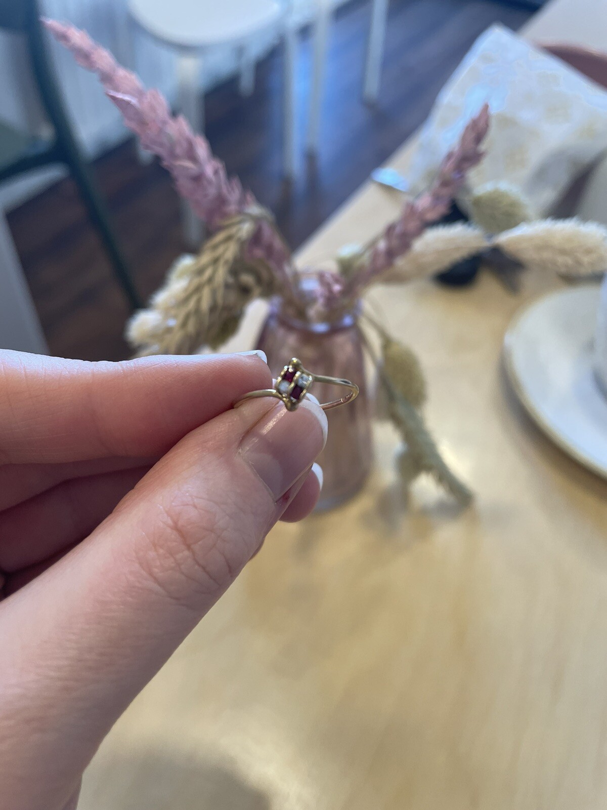 9ct ruby and diamond chequerboard ring - image 1