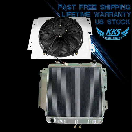 KKS 3 ROW RADIATOR &SHROUD 16" FAN FOR 8706 JEEP WRANGLER YJ TJ 2.4 2.