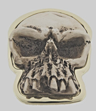 Skull Belt Buckle Gold Metal Halloween Party Costume Vintage Retro Bikers Gothic