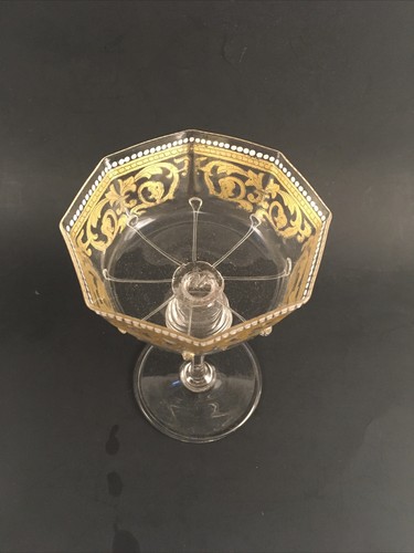 Antique Venetian Gold Gilt & Enameled Coupe Glasses by Salviati of Murano Italy - Picture 3 of 11