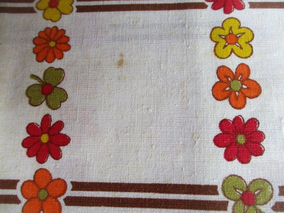 Lot de 3 torchons imprimés en coton neuf marron fleurs CLB  vintage - Photo 3/4