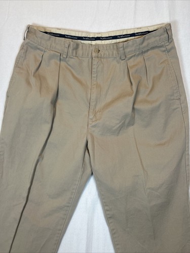 Vintage Polo Ralph Lauren Hose Herren 38x30 Khaki Hellbraun Plissee Chinohose - Bild 2 von 17