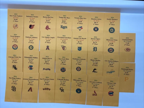 2024 Strat-O-Matic Baseball Printed Storage Envelopes with Stats and Logo.