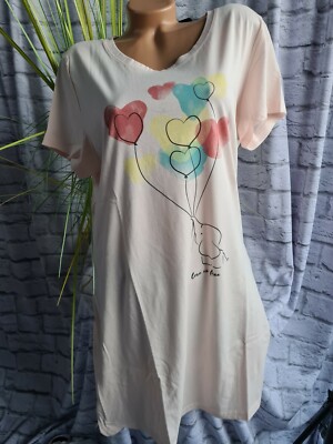 Vivance dreams Nachthemd Bigshirt hellrosa mit Aufdruck Kurzarm (453) NEU