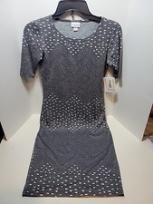 Lularoe Julia Dress Gray Argyle Diamond Dot Pattern WOMENS XXS NWT