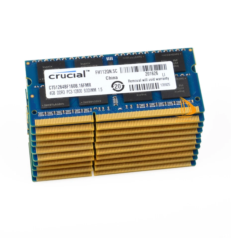 10PCS Crucial 4GB 2RX8 PC3-12800S DDR3 1600Mhz SODIMM 204Pin Laptop Memory RAM d - Image 2 of 4