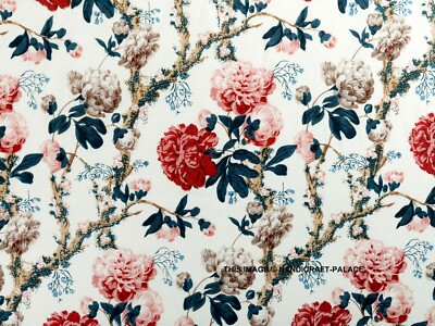 12 Yard Hand Block Print Handmade Cotton Indian Natural Portulaca Flower Fabric