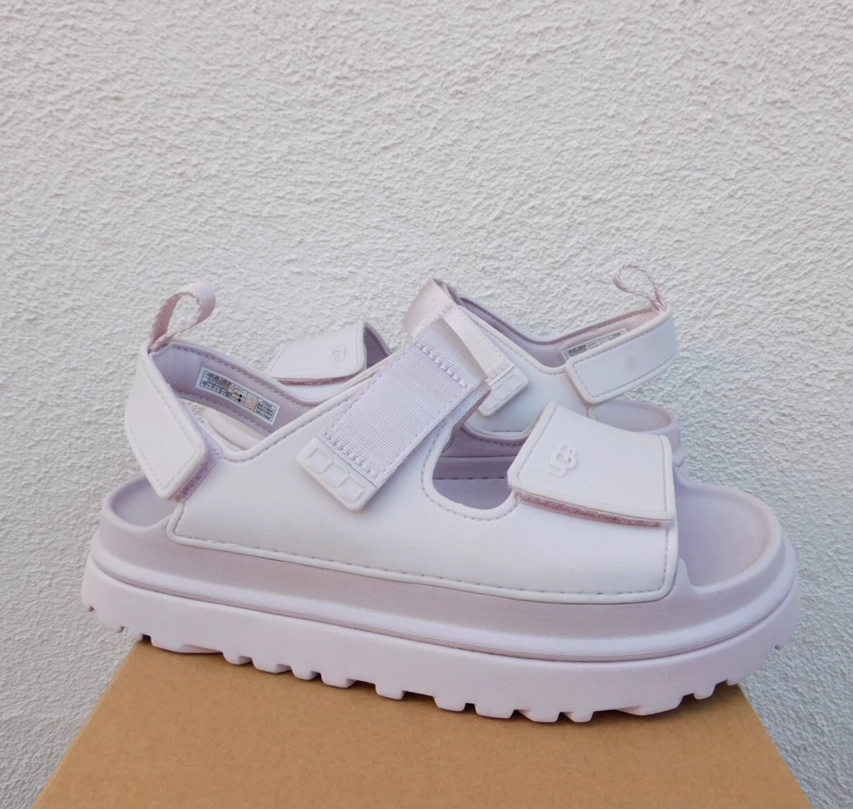 SANDALI CON CINTURINO UGG BAY FOG GOLDENG PLATFORM YOUTH US 3 EUR 35 ~NUOVI