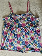 Cacique Intimates Sleep Chemise Tank Floral Ruffled Adjustable Strap Sz 22/24