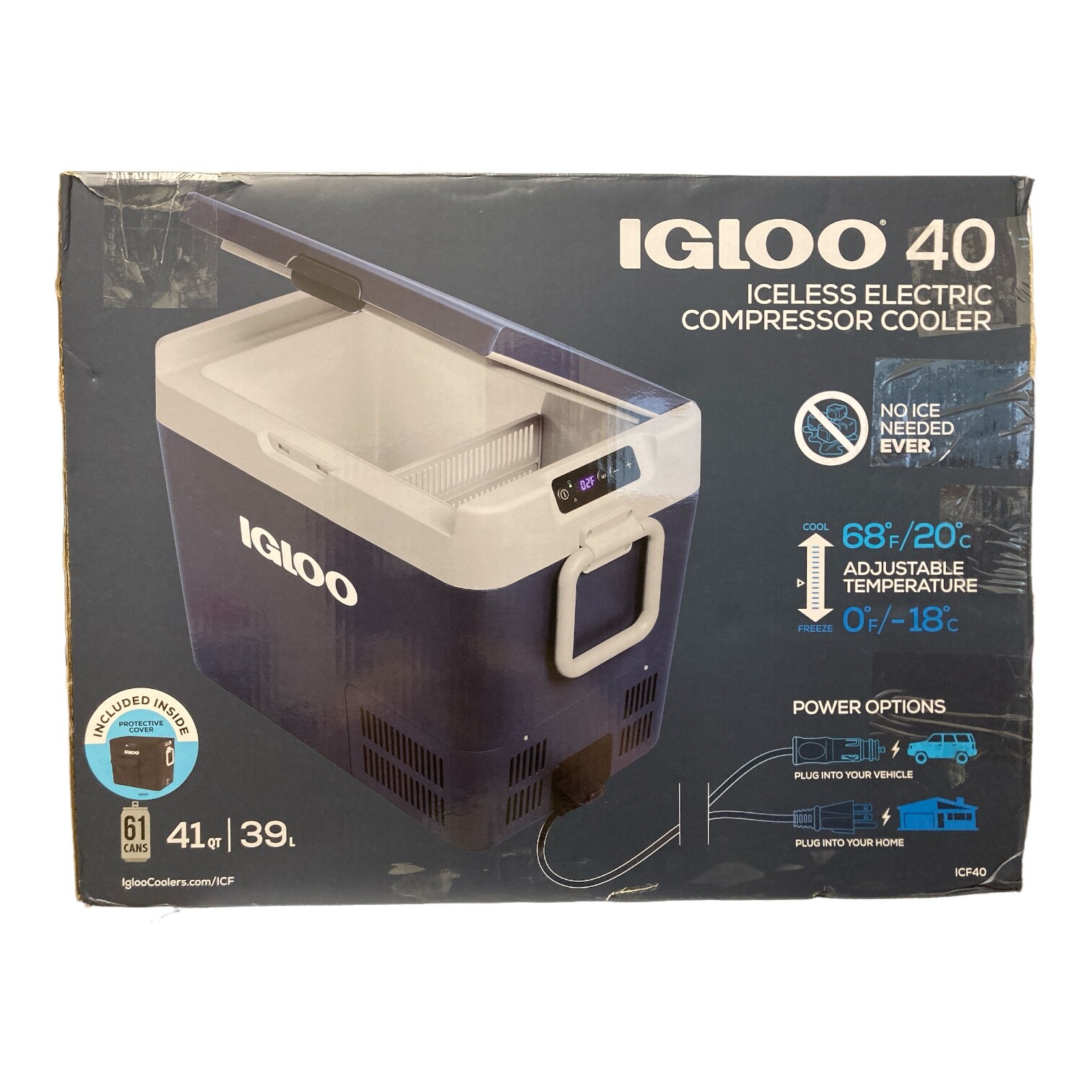 Электроохладитель Igloo ICF40 Active без использования льда с черной защитной крышкой