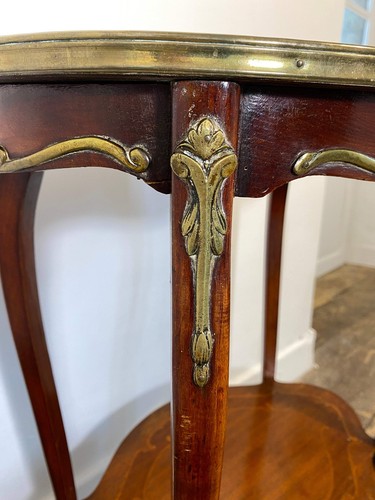 Antique French Louis XV Mahogany Side Table Ormolu Marquetry Brass c.1900 - Picture 11 of 16