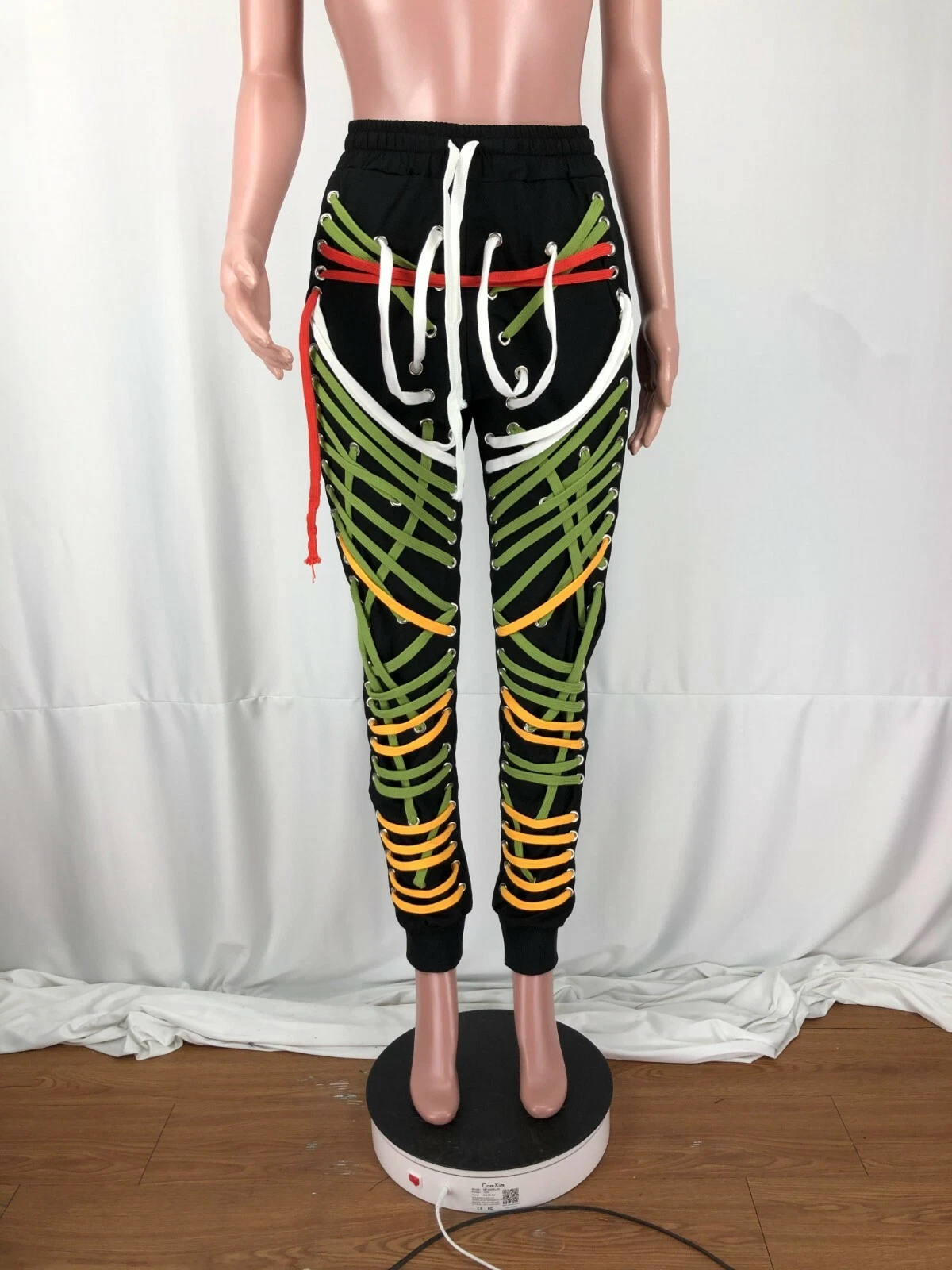 NEW Women Bandage Lace UP Ropes Trousers High Waist Hip Hop Sweatpants #PT