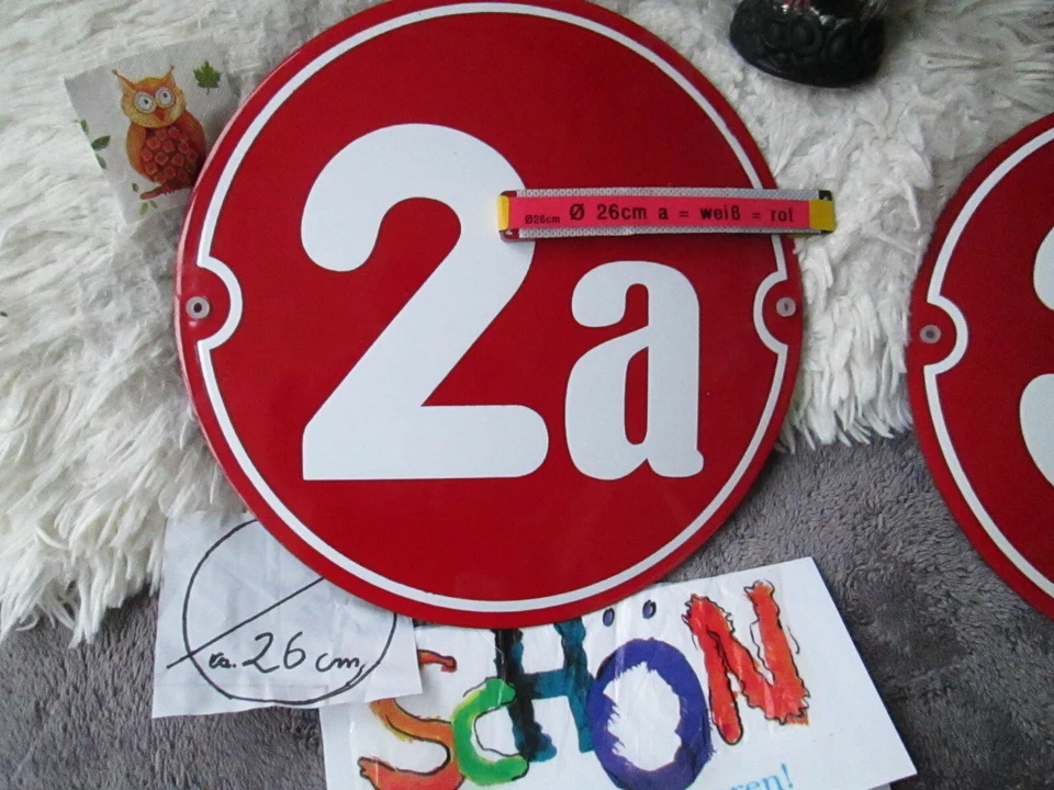 Runde Hausnummer Ø 26 cm weiß/Rot Emaille 1a, 2a, 3a, 4a, 5a 6a, 7a, 8a, 9a, 10a - Image 2 of 4
