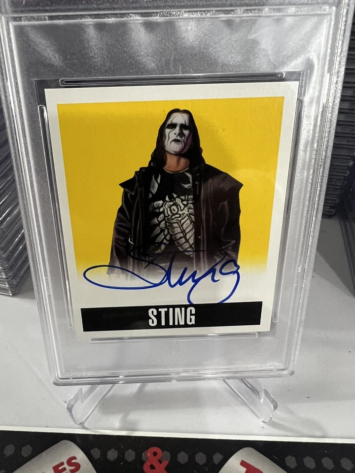 Sting 2014 hoja de lucha libre original automático en tarjeta amarilla 65/99 PSA 9 pop 2 Foto 3 de 4
