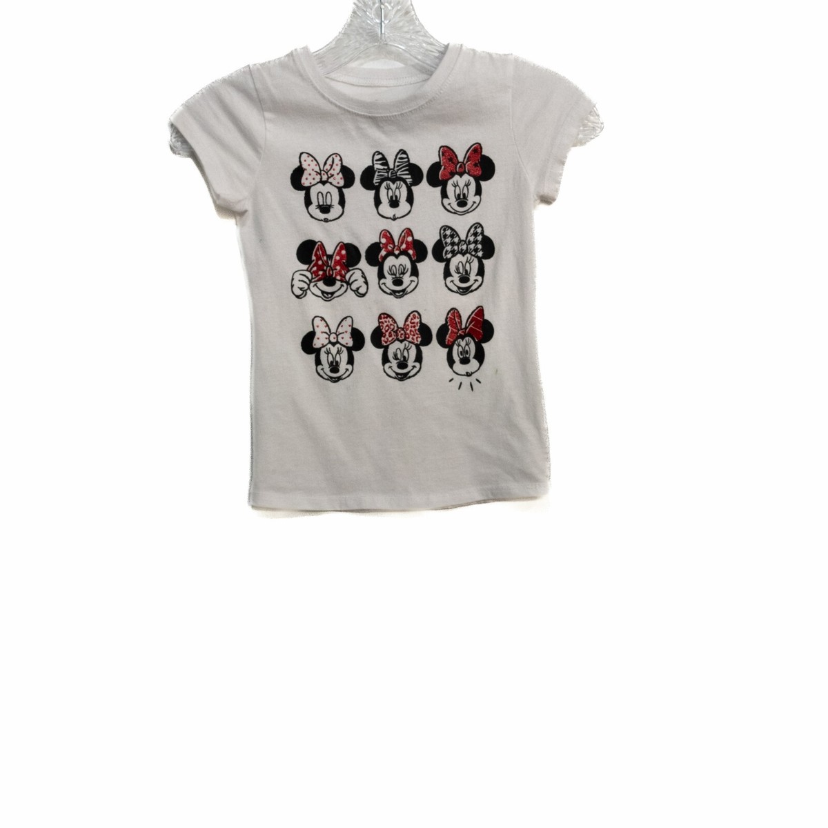 Disney Girls White T-Shirt Minnie Mouse Print Round Neck Short