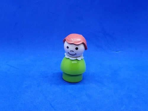 Vintage Fisher Price Little People Auburn Hair Girl Lime Green 1.75" Figure