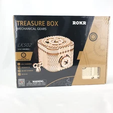 Robotime ROKR Treasure Box LK502 Mechanical Secret Locker 3D Wooden DIY Kit