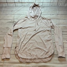 Athleta Uptempo Hoodie Off White Thumbholes Stretch Split Women's Size Medium