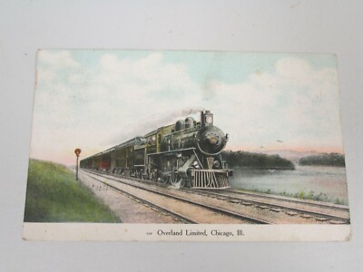 K35 Postcard Overland Limited Train Railroad Chicago IL Illinois