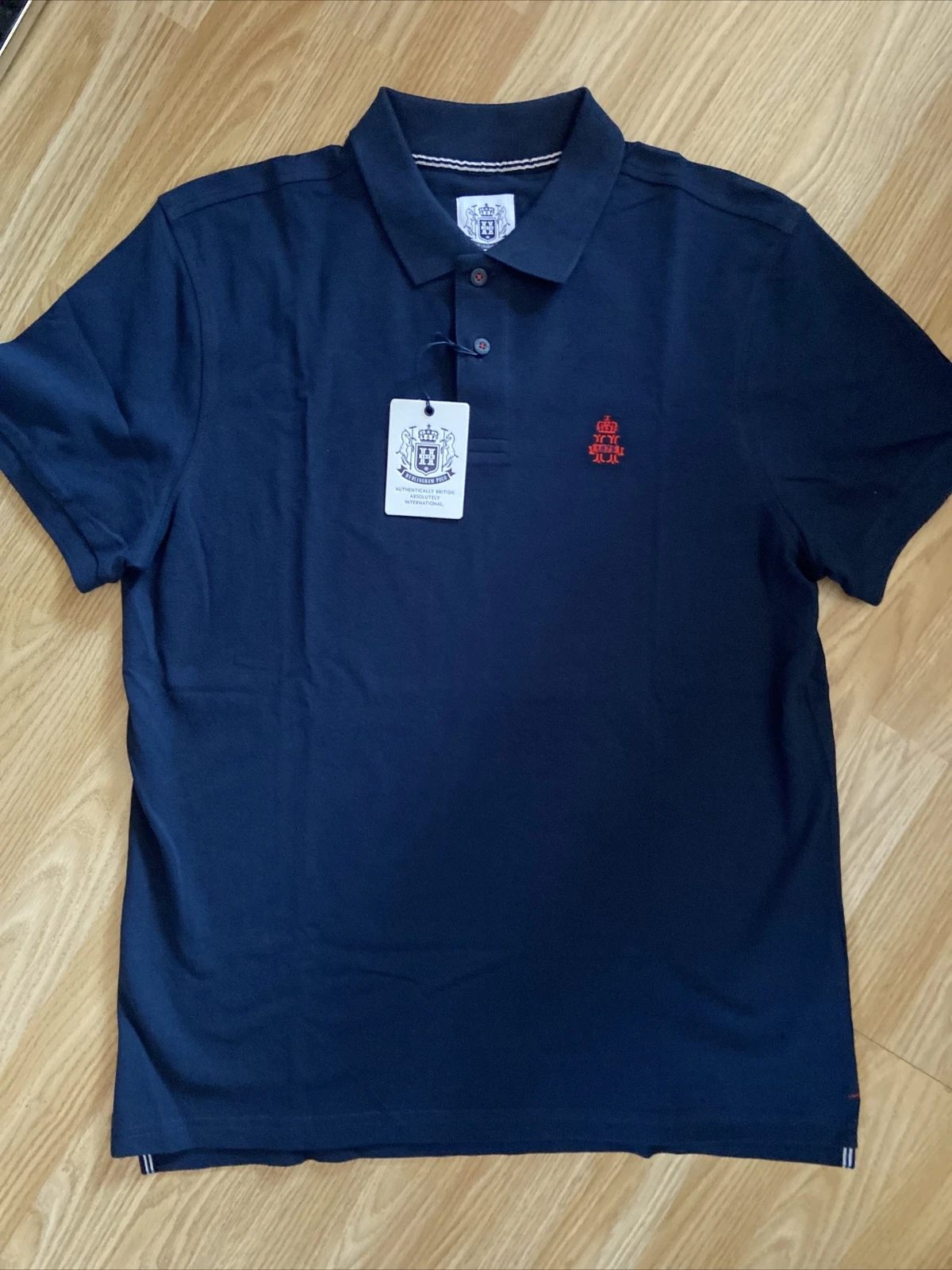Hurlingham Polo 1875 New Men’s Regular Fit Navy Blue Medium Polo Shirt RRP £60