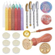 1set Scrapbook Making Kits Including Sealing Wax Sticks Brass Wax Seal Stamp