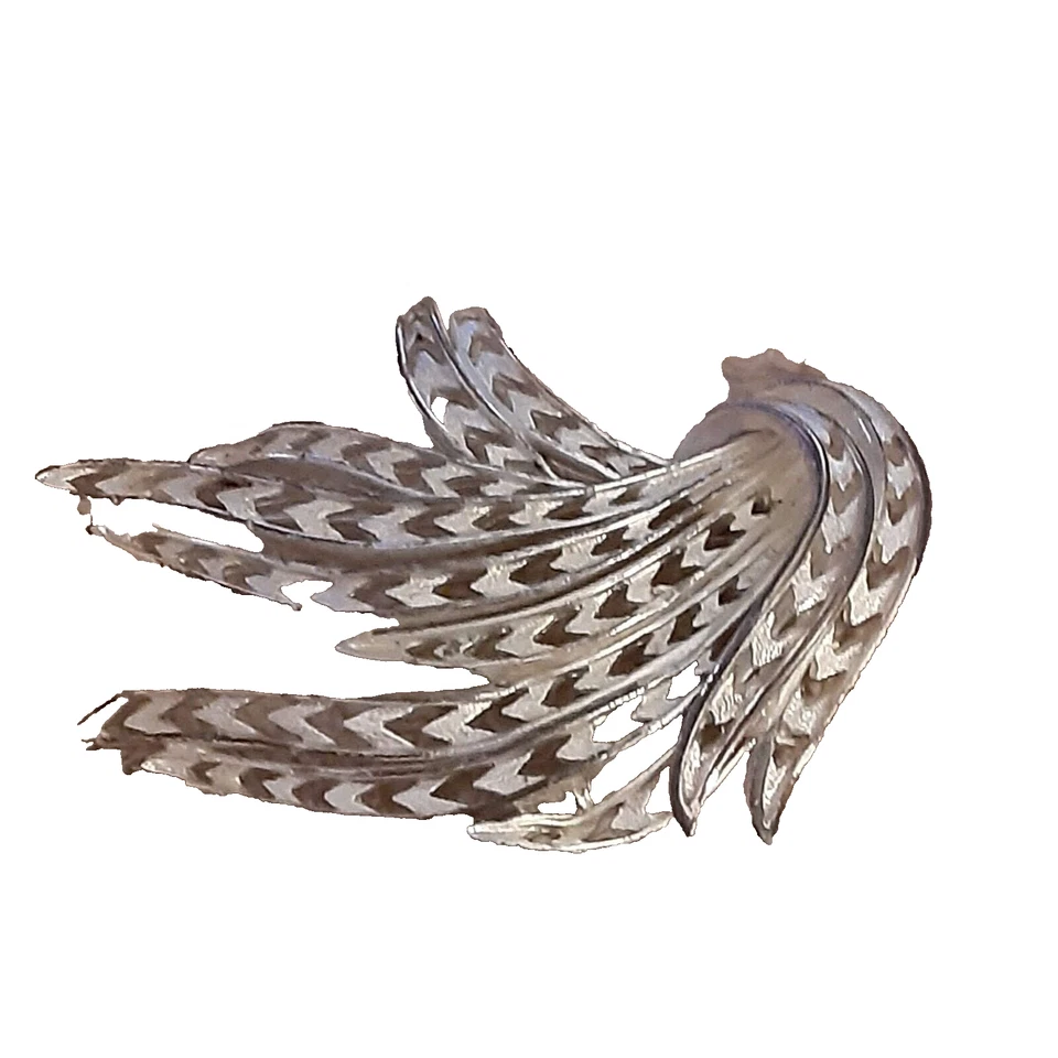 Broche Vintage Monet Grande 3" Tono Plata Diseño Pluma Pavo Real Foto 2 de 4