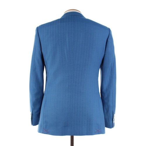 Cappotto sportivo Cardinal of Canada nuovo con etichette lana/seta taglia 38R US a spina di pesce blu - Foto 5 di 12