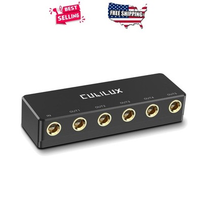 Stereo Audio Splitter Box 6.35mm 5 Port Distributor for Guitar Monitor Recording