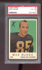 1959 Topps #4 Max McGee ROOKIE RC PSA 4 Graded Football Card Green Bay Packers. rookie card picture