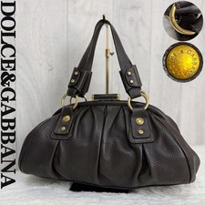 DOLCE & GABBANA Clasp Doctor's Bag Hand Bag Tote Bag Leather Brown Used