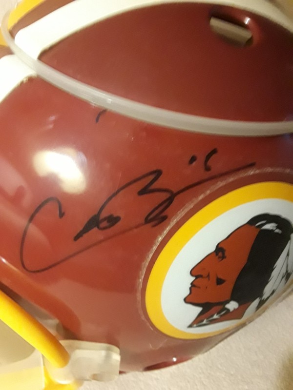 Washington Redskins NFL Full Size Snack Helmet Autographed By Colt Brennen Clean