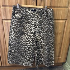 Next Leopard Print Denim Cropped Jeans size 16T loose fit wide leg style